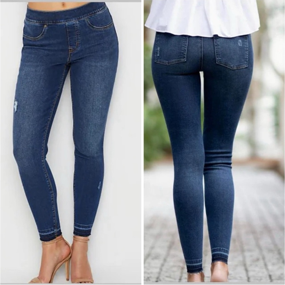 SPANX Slimmer Blue Jeans with Stretchy Fit Jeans Women's Size XL Ankle Cropped